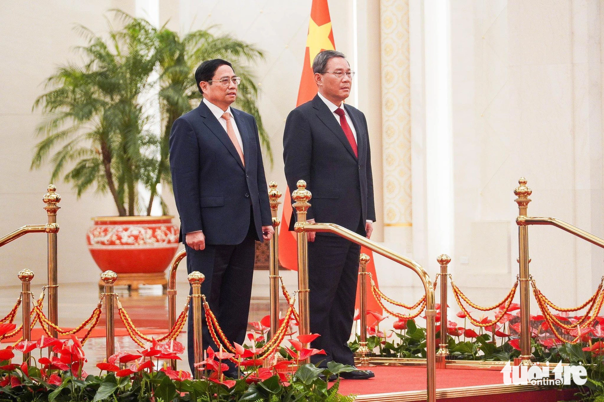 Lễ đón chính thức Thủ tướng Phạm Minh Chính và đoàn đại biểu cấp cao Việt Nam diễn ra trang trọng - Ảnh: NGỌC AN